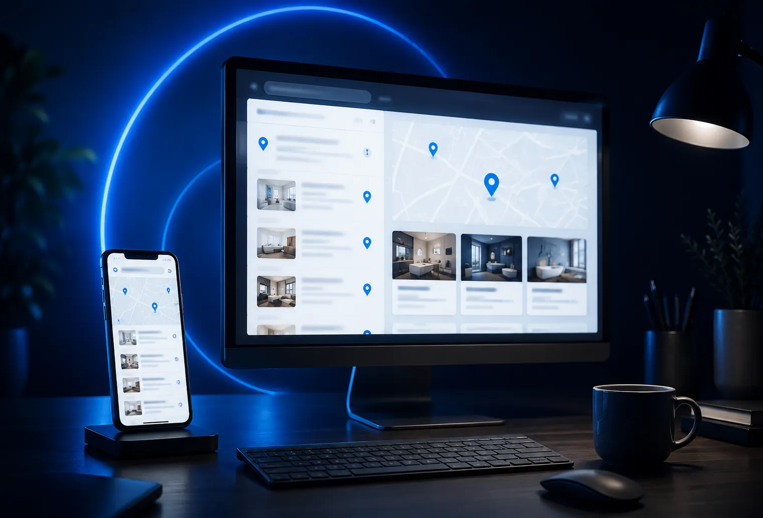 Résultats de recherche Google locale pour un artisan, avec carte et sites positionnés